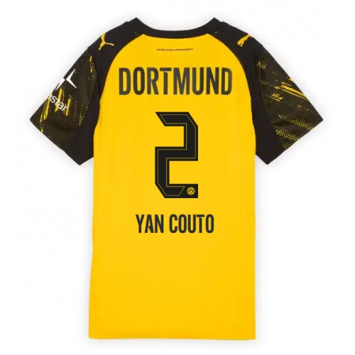 Stroje piłkarskie Borussia Dortmund Yan Couto #2 Koszulka Podstawowej dla damskie 2025-26 Krótki Rękaw